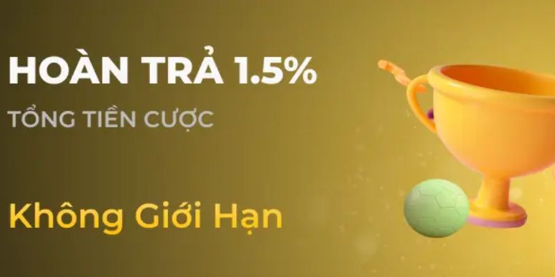 Nhận ngay 1,5% tổng tiền cược đã đặt 